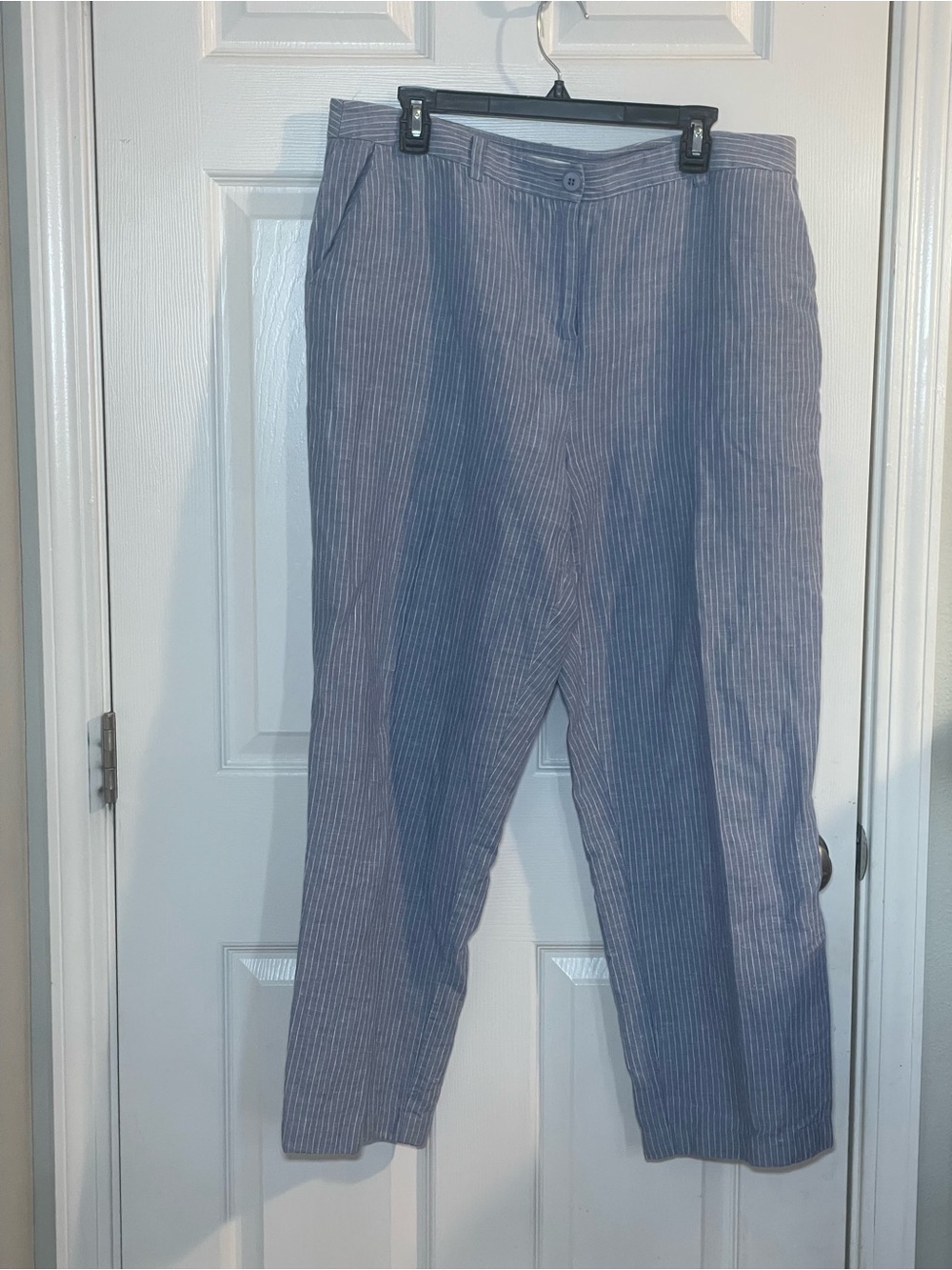 Pendleton Blue & White Pinstripe Linen Blend Ankle Pants Women’s Size 16